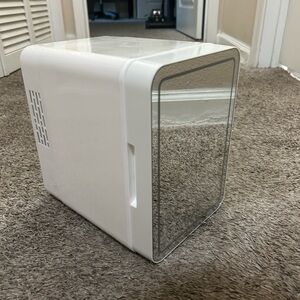 White Mini Fridge with Reflective Door and lights